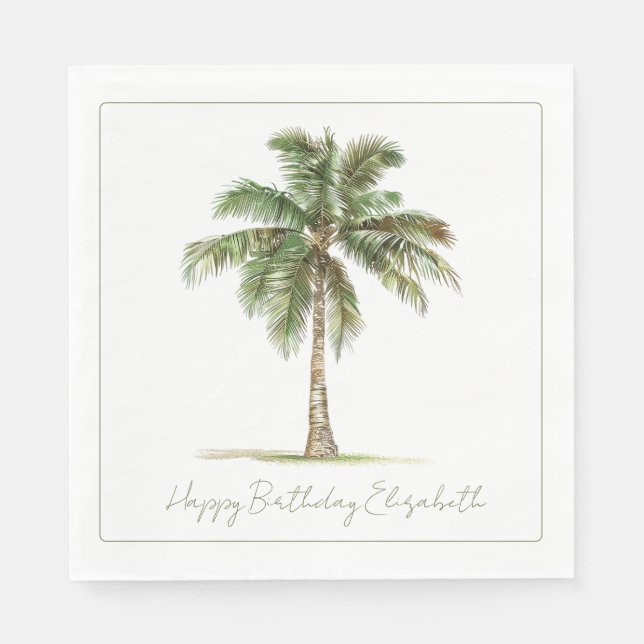 Guardanapo De Papel Coastal Palm Tree Personalized (Frente)