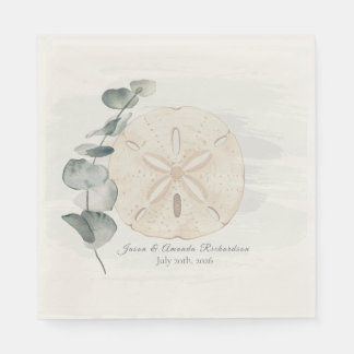 Guardanapo De Papel Coastal Sand Dollar & Eucalyptus watercolor