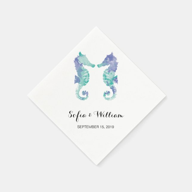 Guardanapo De Papel Coastal Seacavalo Aquarela | Casamento (Canto)