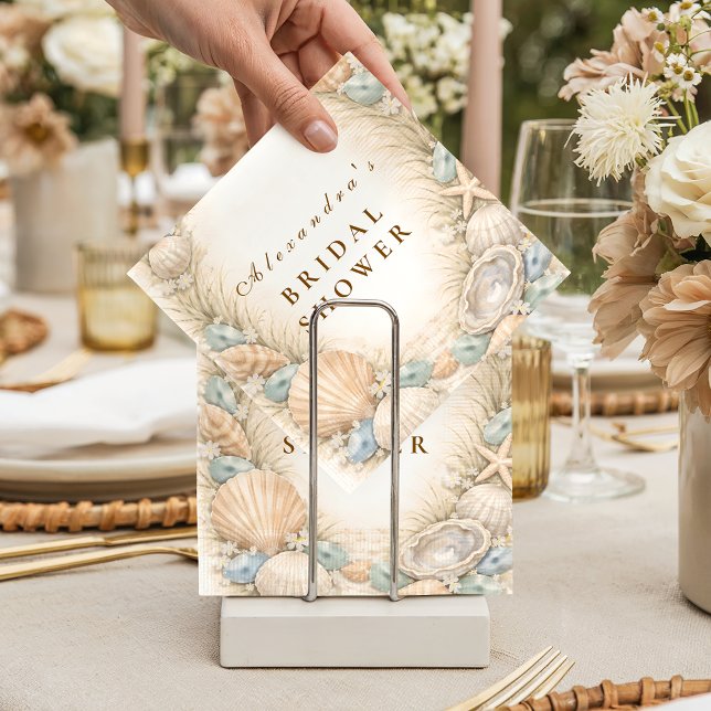 Guardanapo De Papel Coastal Seashell Wreath Bridal Shower (Criador carregado)