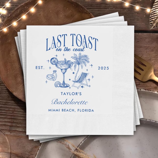 Guardanapo De Papel Coasteira Bachelorette Modern Cocktail Blue (Criador carregado)