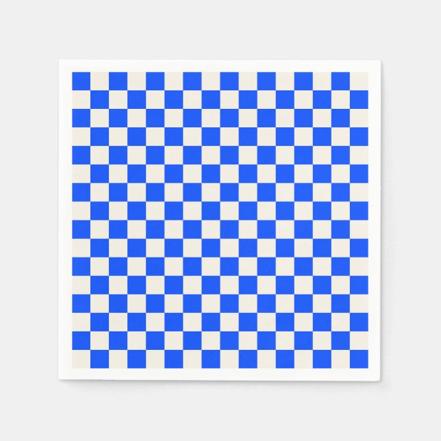 Guardanapo De Papel Cobalt and cream checkerboard pattern (Frente)