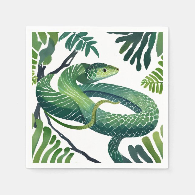 Guardanapo De Papel Cobra Verde | Ano da Cobra Aquarela (Frente)