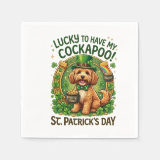 Guardanapo De Papel Cockapoo St Patrick's Day Lucky Dog Pot of Gold