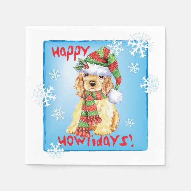 Guardanapo De Papel Cocker Spaniel de Natal (Frente)