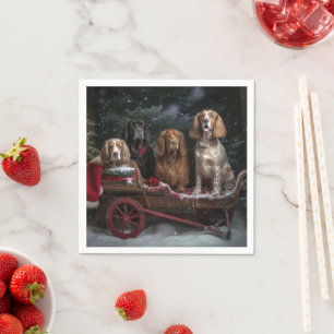 Guardanapo De Papel Cocker Spaniel Nevado Trenó Natal Decoração de Nat
