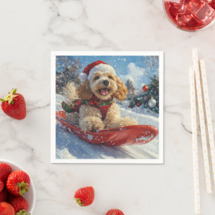 Guardanapo De Papel Cocker Spaniel no Trenó Deixe Nevar Natal