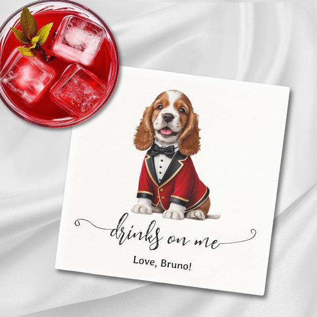 Guardanapo De Papel Cocker Spaniel Puppy Bebe Em Mim Casamento (Cocker Spaniel Puppy Drinks On Me Wedding Napkins)