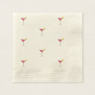 Guardanapo De Papel Cocktail cor-de-rosa com uma fatia de limão