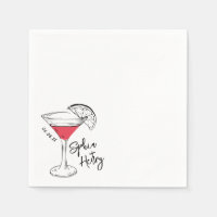 Cocktail Cosmopolita Desenhado Mão