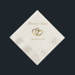 Guardanapo De Papel Cocktail cunhado de casamento<br><div class="desc">Dois Anéis de Casamento Dourado e formado pelo Coração e personalizado com o nome da noiva e do noivo com a data da cerimônia,  Cocktail Napkins.</div>