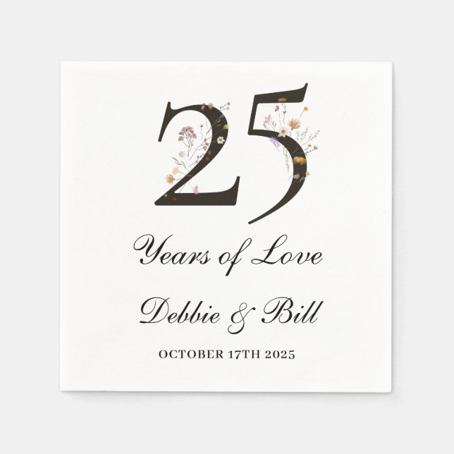 Guardanapo De Papel cocktail de 25 personalizado do Partido do Anivers (Frente)