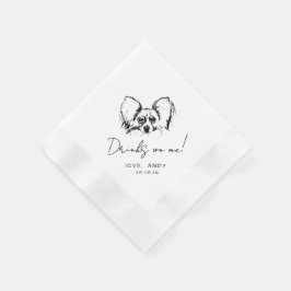 Guardanapo De Papel Cocktail de Cão Papillon Desenhado à Mão 'Drinks o