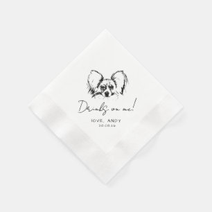 Guardanapo De Papel Cocktail de Cão Papillon Desenhado à Mão 'Drinks o