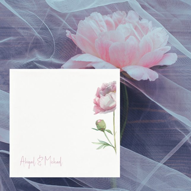 Guardanapo De Papel Cocktail de Casais Florais Rosa Personalizados (Criador carregado)