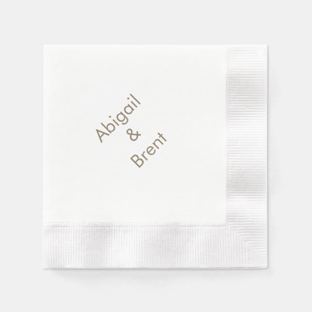 Guardanapo De Papel Cocktail de Casamento Cunhado Dourado e Branco Mod (Frente)