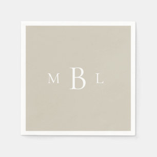 Guardanapo De Papel Cocktail de Casamento de Beige Branco Monograma