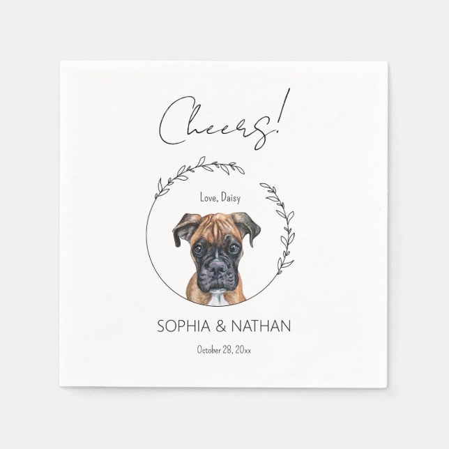 Guardanapo De Papel Cocktail de Casamento de Cachorro Simples (Frente)