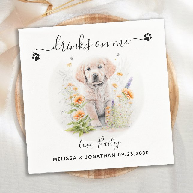 Guardanapo De Papel Cocktail de Casamento de Cães (Criador carregado)