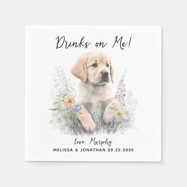 Guardanapo De Papel Cocktail de Casamento de Cães (Frente)
