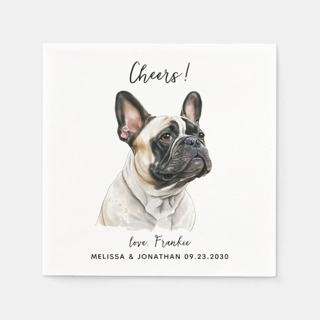 Guardanapo De Papel Cocktail de Casamento de Cães (Frente)