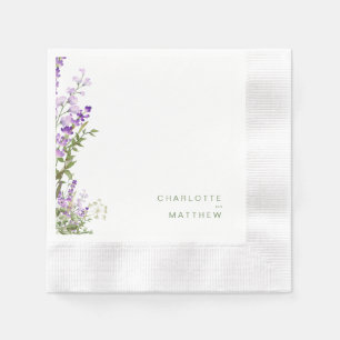 Guardanapo De Papel Cocktail de Casamento de Lavanda Verde Simples