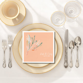 Guardanapo De Papel Cocktail de Casamento de Pêssego Moderno