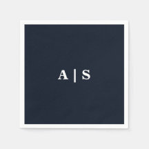 Cocktail de Casamento do Monograma Branco e marinh