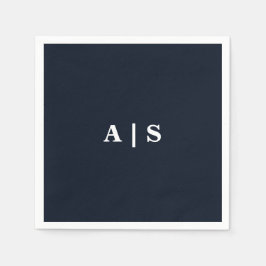 Guardanapo De Papel Cocktail de Casamento do Monograma Branco e marinh