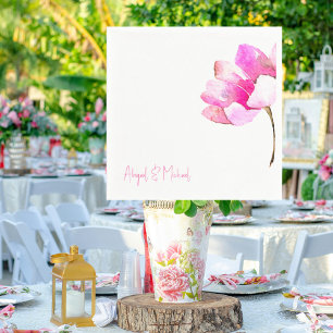 Guardanapo De Papel Cocktail de Casamento Floral II, Rosa Quente Perso