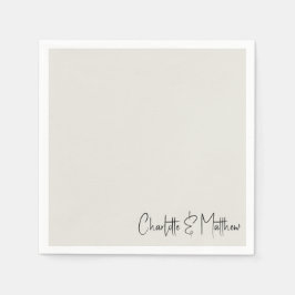 Guardanapo De Papel Cocktail de Casamento Personalizado de Creme para