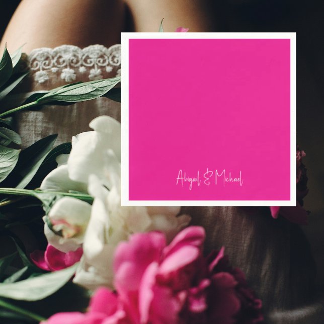 Guardanapo De Papel Cocktail de Casamento Rosa Quente (Criador carregado)