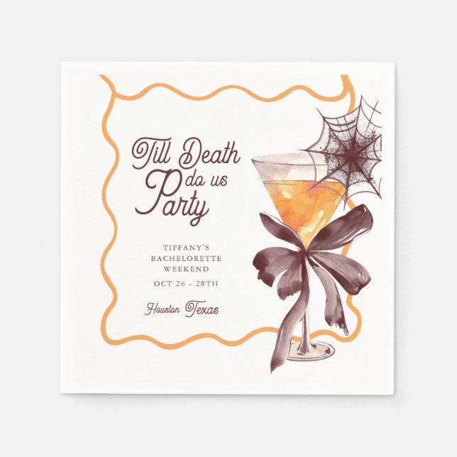 Guardanapo De Papel Cocktail de Despedida de Solteira Até que a Morte (Frente)