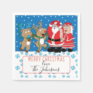Guardanapo De Papel Cocktail de Natal Personalizado Napkin Papai Noel