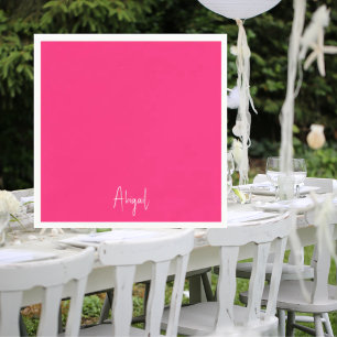 Guardanapo De Papel Cocktail de Script Personalizado, Simples, Rosa Qu