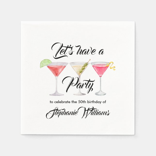 Guardanapo De Papel Cocktail de verão 50ª festa de aniversário (Frente)