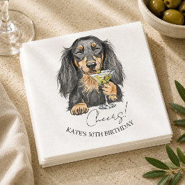 Guardanapo De Papel Cocktail Doodle de Dachshund Desenhado à Mão com M