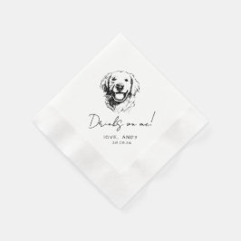 Guardanapo De Papel Cocktail Hand Drawn golden retriever Drinks on me