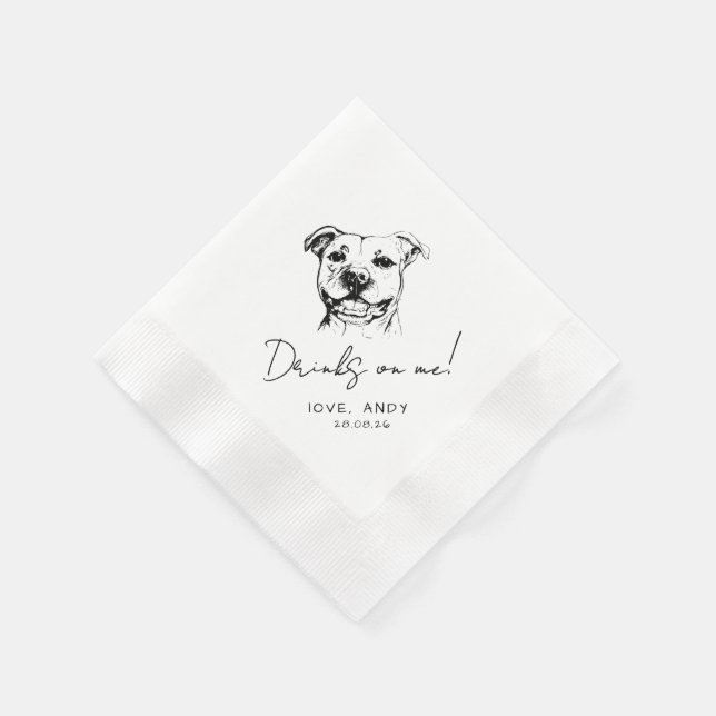 Guardanapo De Papel Cocktail Hand Drawn Pit Bull Drinks on me (Canto)