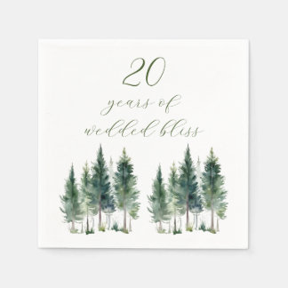 Guardanapo De Papel Cocktail Napkin | Anniversary | Forest Watercolor
