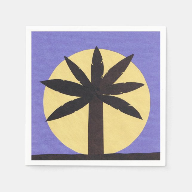 Guardanapo De Papel Cocktail Napkin com um Design de Palm Tree (Frente)