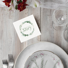 Guardanapo De Papel Cocktail Napkin with Botanical Wreath Design