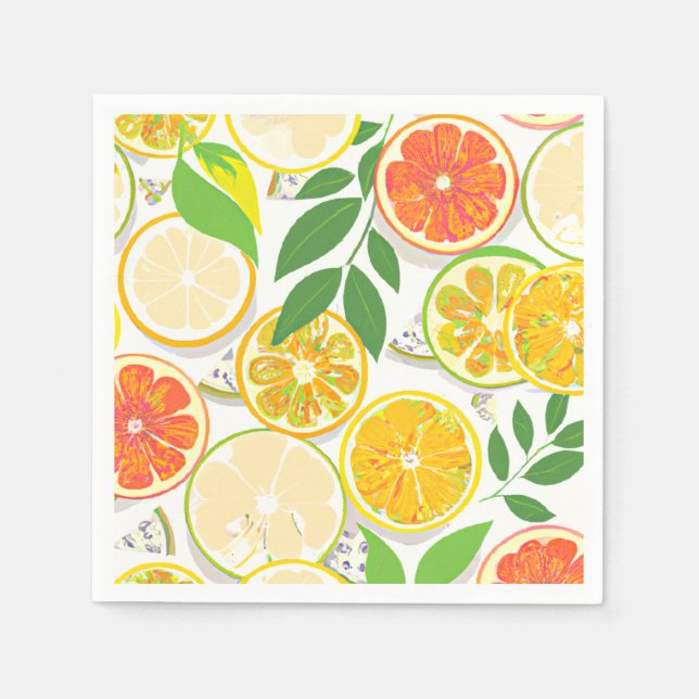 Guardanapo De Papel Cocktail Napkins - Boho Citrus Slices (Frente)