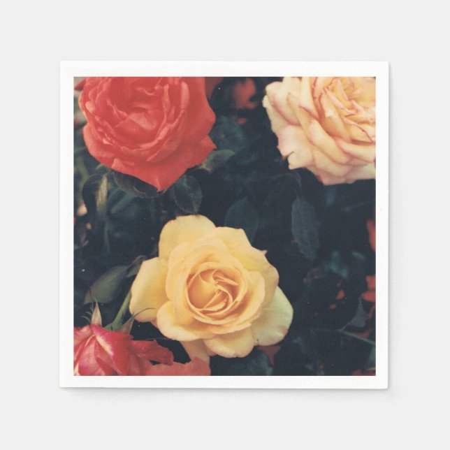 Guardanapo De Papel Cocktail Napkins com Rosas (Frente)