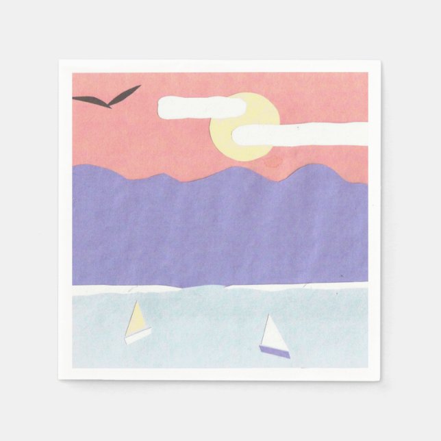 Guardanapo De Papel Cocktail Napkins com uma Cena de Montanha Sunset (Frente)