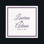 Guardanapo De Papel Cocktail Napkins | Coração de Script Simples (Plum<br><div class="desc">Estes guardanapos de casamento são simples,  mas elegantes. Mude a cor da ameixa / coração roxo escuro na sua extremidade apenas mudando a cor de fundo! AQUI ESTÁ COMO: 1) Clique no botão "Personalizar",  "Personalizar" ou "Editar". 2) Escolha uma nova cor de fundo.</div>