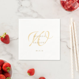 Guardanapo De Papel Cocktail Personalizado de Casamento Monogramado Do