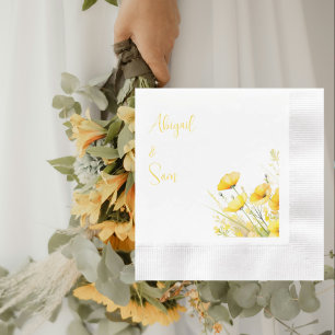 Guardanapo De Papel Cocktail personalizado de flores silvestres amarel