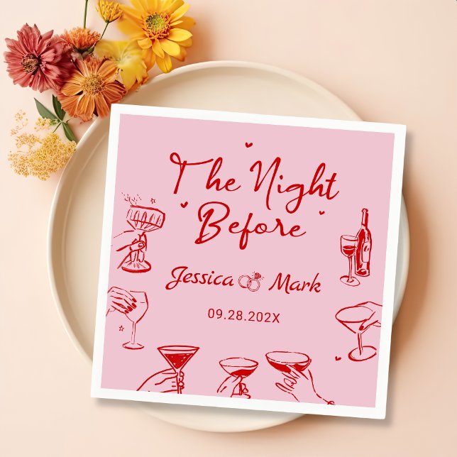 Guardanapo De Papel Cocktail Rosa Na Noite Antes Do Casamento (Criador carregado)