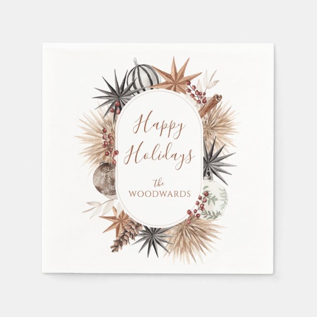 Guardanapo De Papel Cocktail Rustic Earthy Holiday Napkin (Frente)